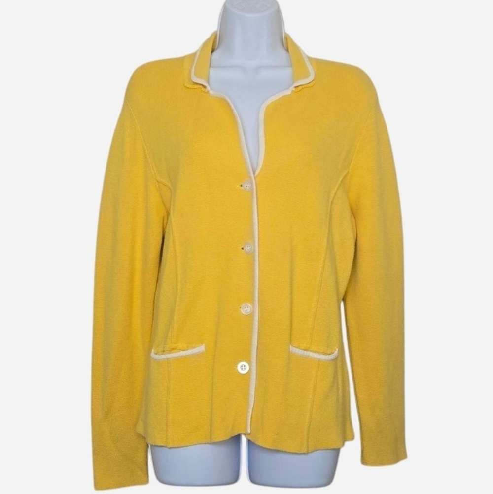 Vintage 90s Knit yellow collared cardigan